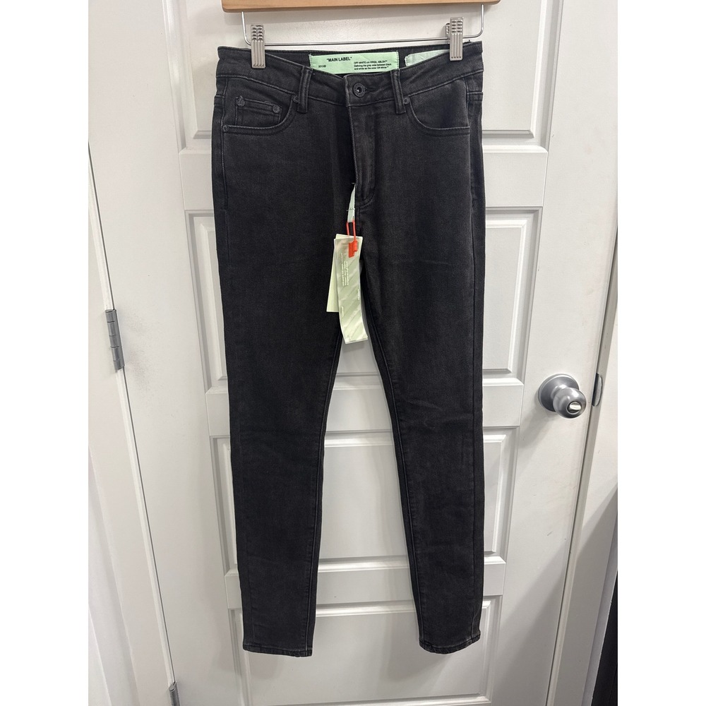 Off-White Virgil Abloh Diag Fern Skinny Jeans Black Embroidered Brand new